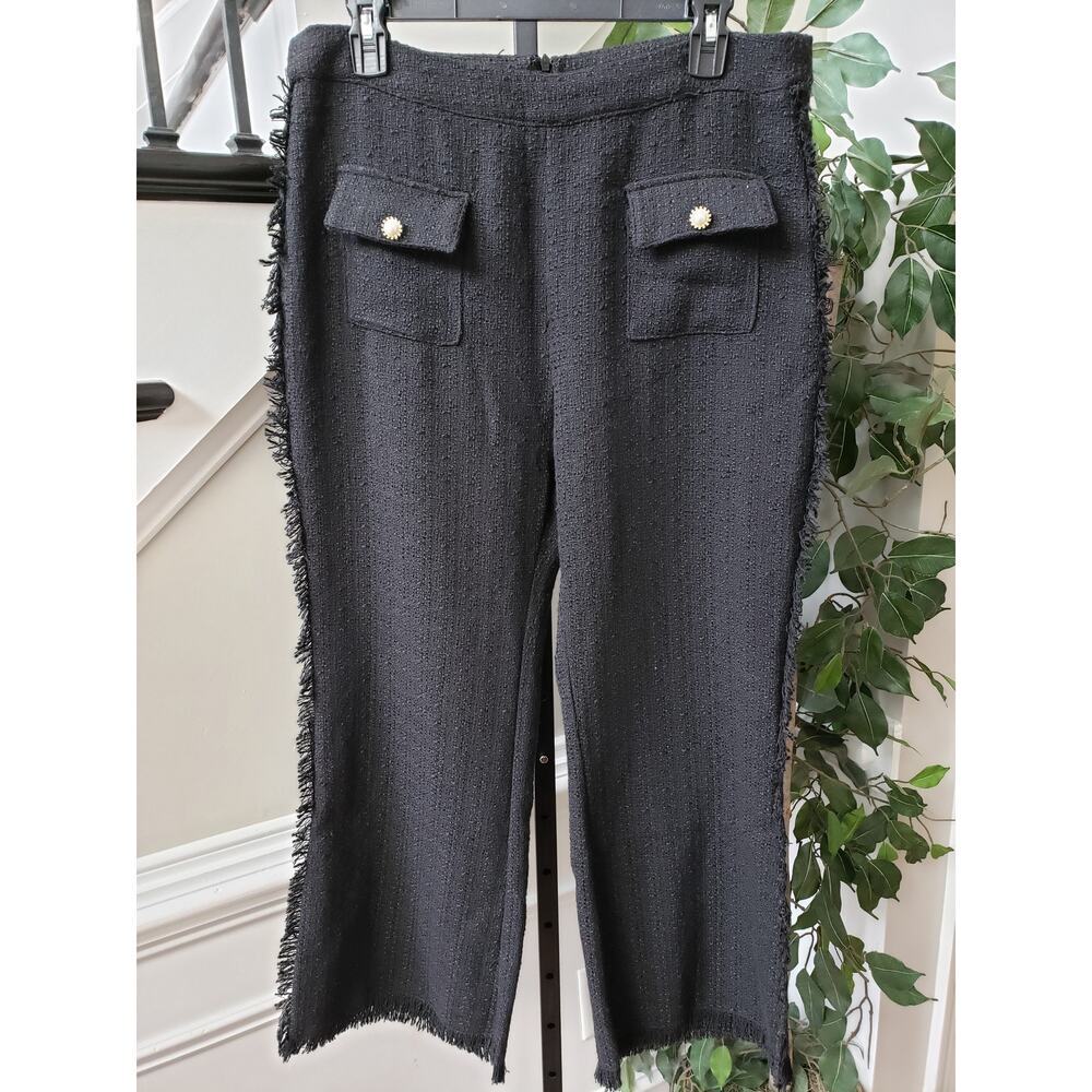 SHEIN Pants Womens Size 12 Black Polyester Pockets‎ Back Zip Flat Front Wide Leg